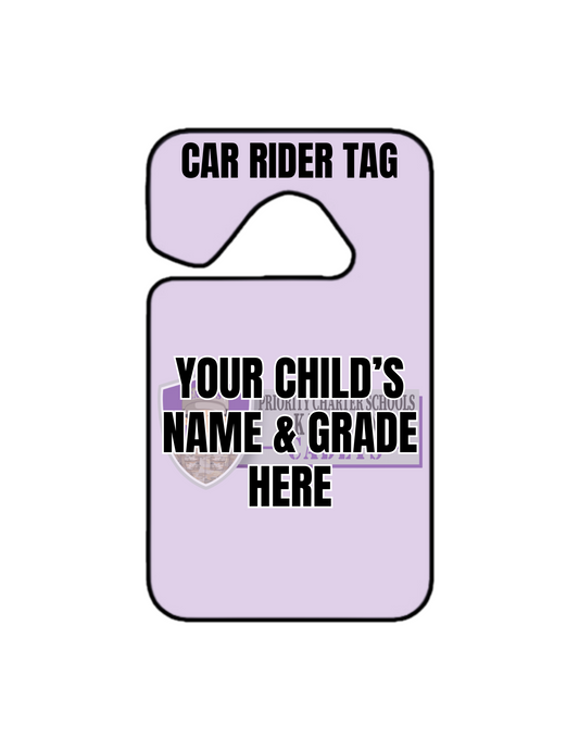 PCS-CUSTOM CAR RIDER TAG PLACARD